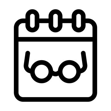 Teacher Day Calendar Glasses Event Line Icon