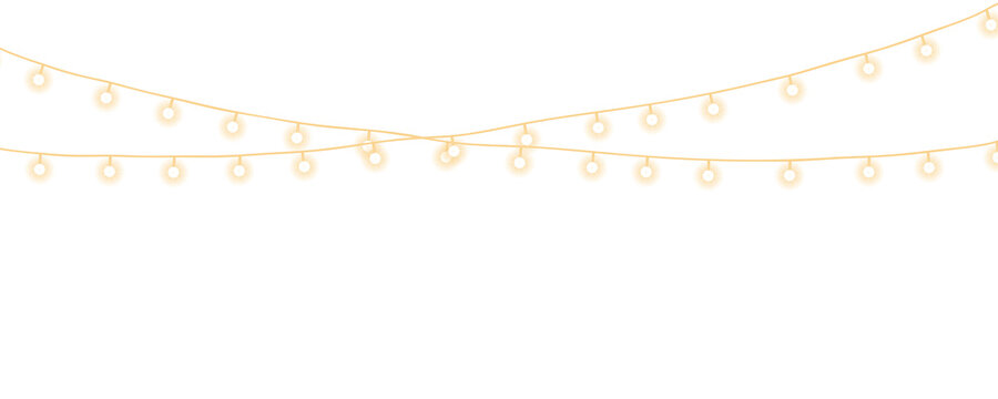 Glowing yellow string lights hanging for a festive party celebration