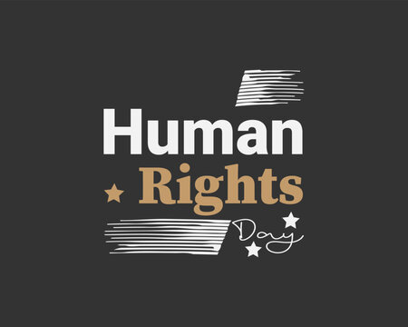 Human rights day typography with linear elements and star accents