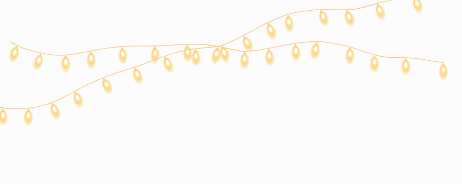 Glowing yellow string lights hanging for a festive party celebration