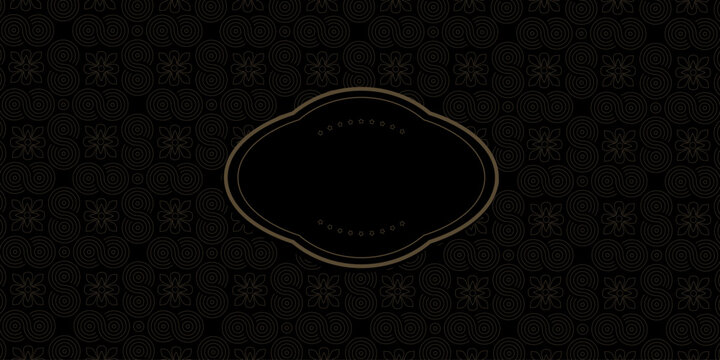 A geometric design with a gold pattern on a black background, based on traditional national art.