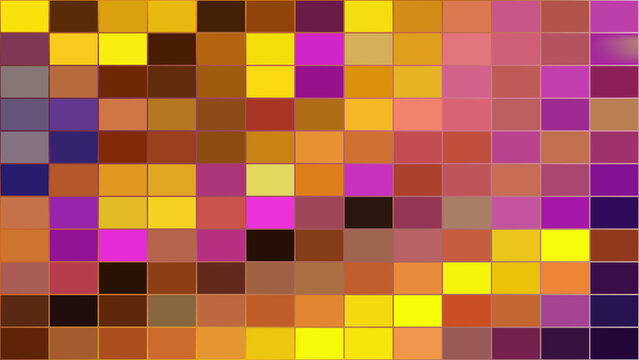 Vibrant colorful mosaic of squares in warm tones like yellow, orange, and pink, with a textured effect, ideal for energetic digital backgrounds.