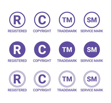 Trademark, Copyright, Registered and Service Mark Symbols Vector Collection