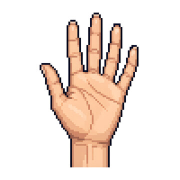 human hand in 8 bit style isolated
