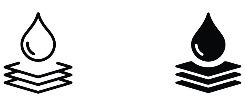 Absorbent layer icon representing moisture absorption, liquid retention, material protection, and hygiene technology, vector, design