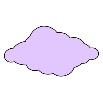 A single purple cloud with a black outline, floating against a white background