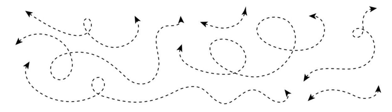 Dot line vector arrow, dash loop direction