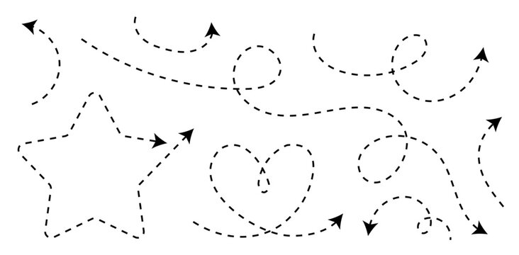 Dot line vector arrow, dash loop direction