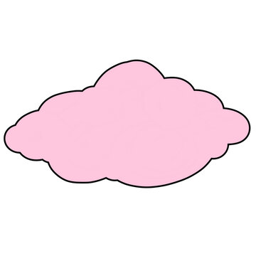 A pink cloud with a black outline on a white background