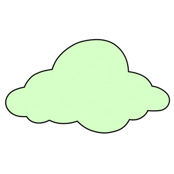 A simple illustration of a light green cloud with a black outline