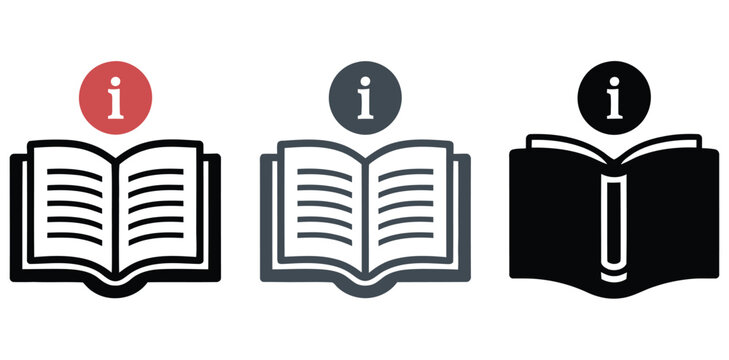 1. Book icons symbolizing user manuals, learning guides, reference documents, technical instructions, educational resources, and support materials, vector, design