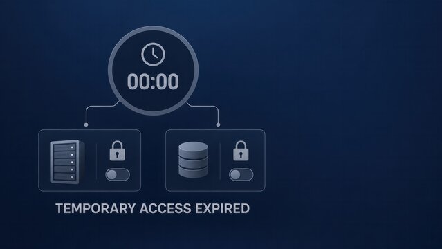 Temporary access expired UI with locked server and database icons