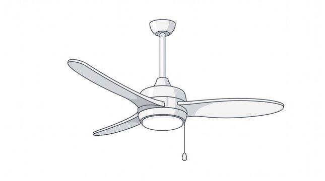 Modern Ceiling Fan with Light and Pull Chain Illustration