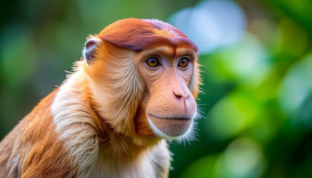Close-up of a Proboscis Monkey in its Natural Habitat.