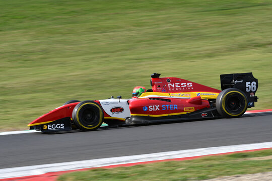 Scarperia, Italy - October 2th 2026: Dallara World Series V8 T12 Gibson Evo of year 2012 drive by unknown in action during practice session at Mugello Circuit.