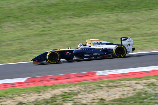 Scarperia, Italy - October 2th 2026: Dallara World Series V8 T12 Gibson Evo of year 2012 drive by unknown in action during practice session at Mugello Circuit.