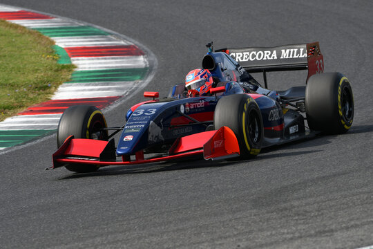 Scarperia, Italy - October 2th 2026: Dallara World Series V8 T12 Gibson Evo of year 2012 drive by unknown in action during practice session at Mugello Circuit.