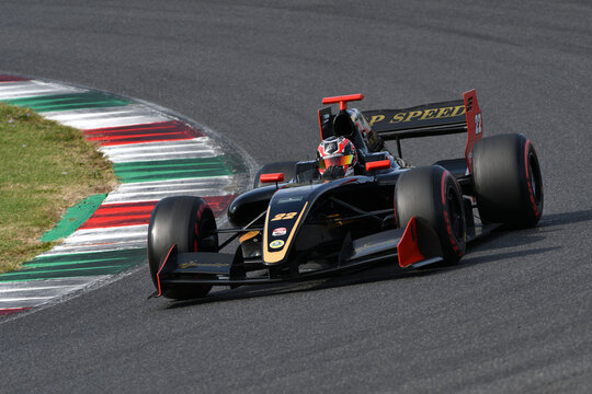 Scarperia, Italy - October 2th 2026: Dallara World Series V8 T12 Gibson Evo of year 2012 drive by unknown in action during practice session at Mugello Circuit.