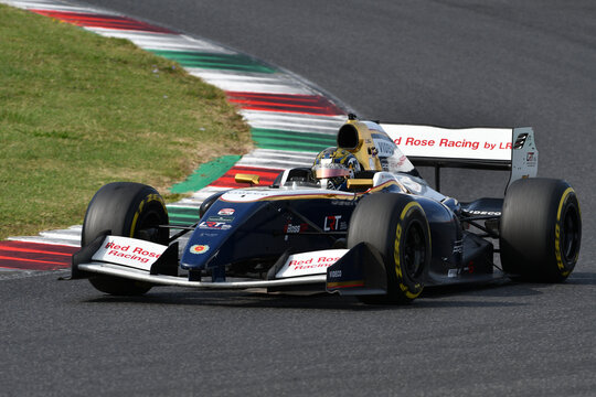 Scarperia, Italy - October 2th 2026: Dallara World Series V8 T12 Gibson Evo of year 2012 drive by unknown in action during practice session at Mugello Circuit.