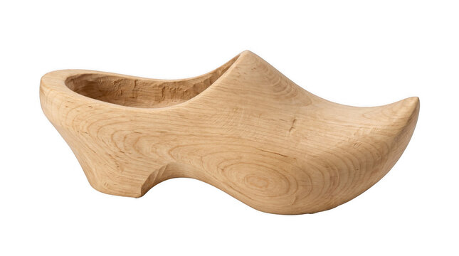 Unfinished wooden Dutch clog isolated on transparent background