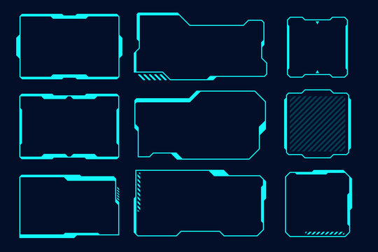 Collection futuristic blue frame HUD technology cyberpunk template design element