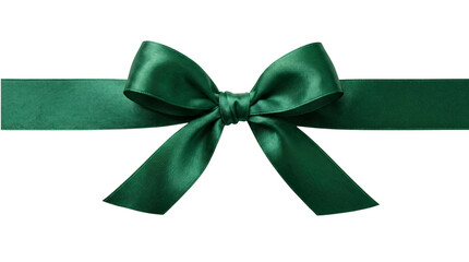 Deep green silk ribbon bow with isolated on transparent png © PNG Studio 99