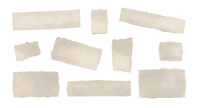Blank newspaper torn paper strips isolated on transparent background