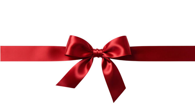 Red satin ribbon bow on transparent png