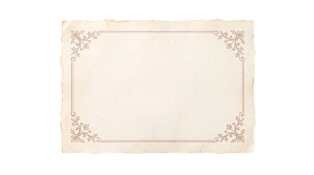 Vintage paper with ornate corner borders isolated on transparent png