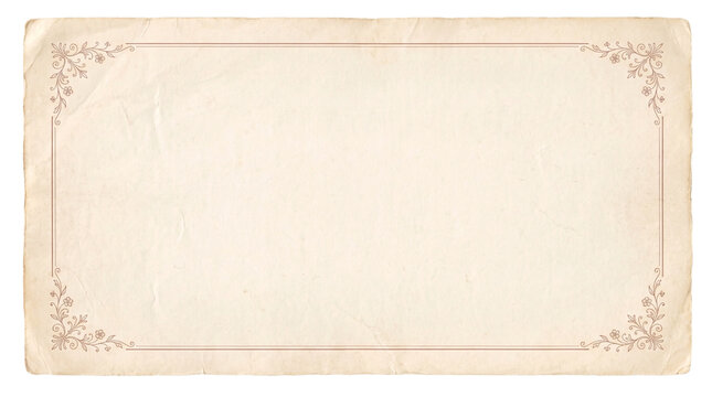 Vintage paper with ornate corner borders isolated on transparent png