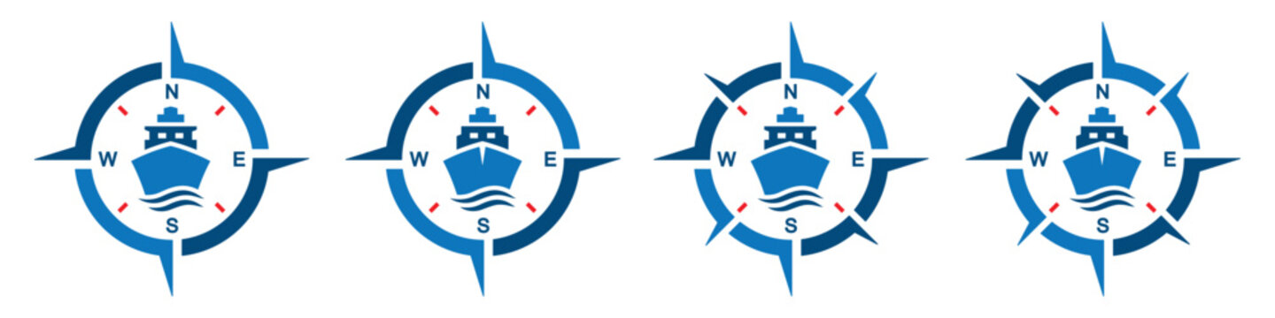 Compass ship wind rose icon illustration