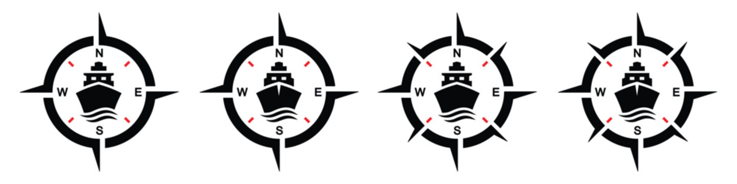 Compass ship wind rose icon illustration
