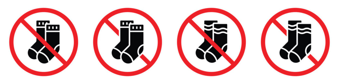 No sock icon. Sock prohibition icon illustration