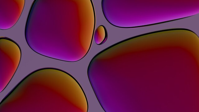 Abstract iridescent organic shapes with glossy gradient surfaces.