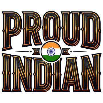 Proud Indian Bold Typography with Tricolor Badge