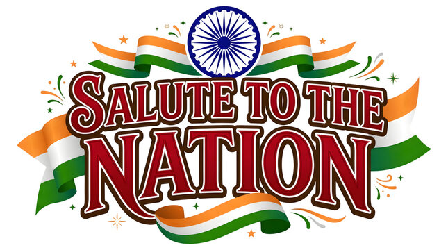 Salute to the Nation Red Lettering with Tricolor Ribbon