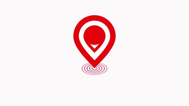 Animated location pin on transparent white background. GPS location pointer animated icon. map and travel planning featuring marker pins.4k video &red icon