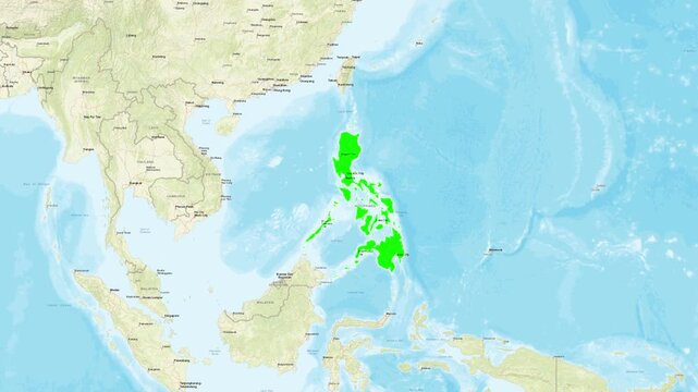 Green highlighted iloilo, philippines territory on southeast asia geographic map