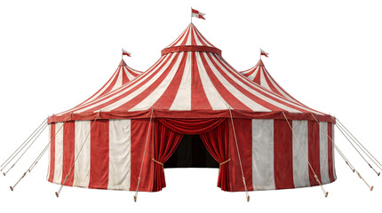 Classic red and white striped big circus isolated on transparent png © PNG Studio 99
