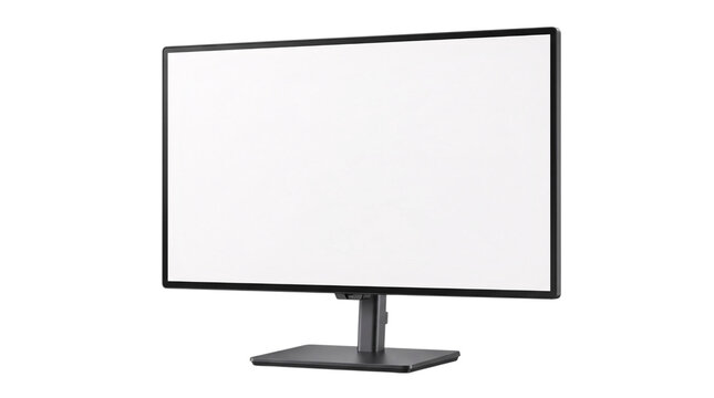 Flat screen computer monitor with white isolated on transparent png