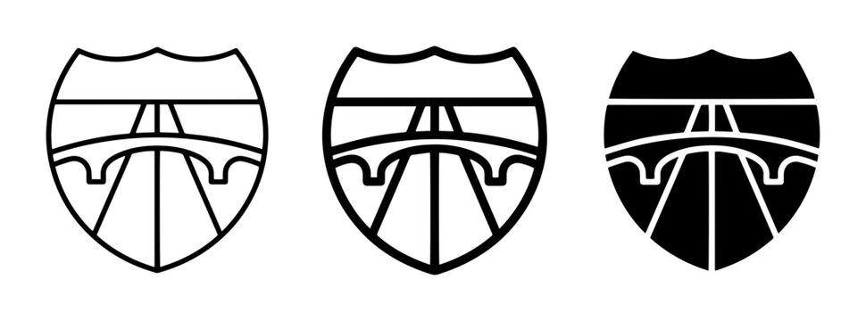 Highway Shield Icons, Interstate Signs, Road Travel Symbols