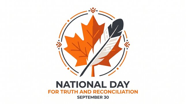 National Day for Truth and Reconciliation Vector Illustration with Orange Maple Leaf and Eagle Feather