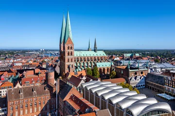Lübeck, Germany. Aerial view of the old town on a summer day.  © foto-select