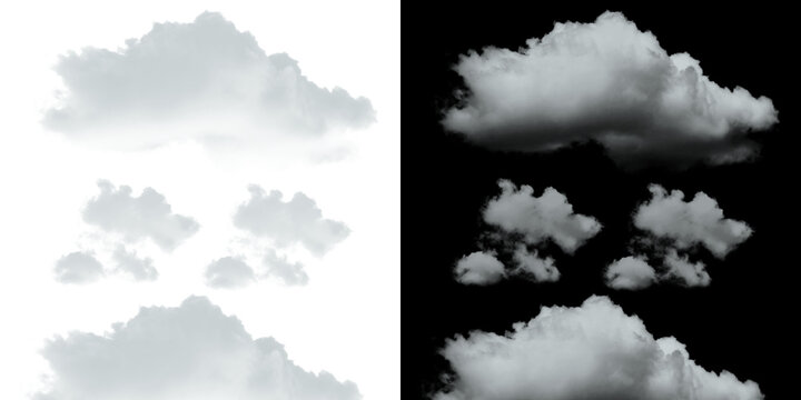 Transparent isolated cloud background realistic cumulus formations for creative visual projects.