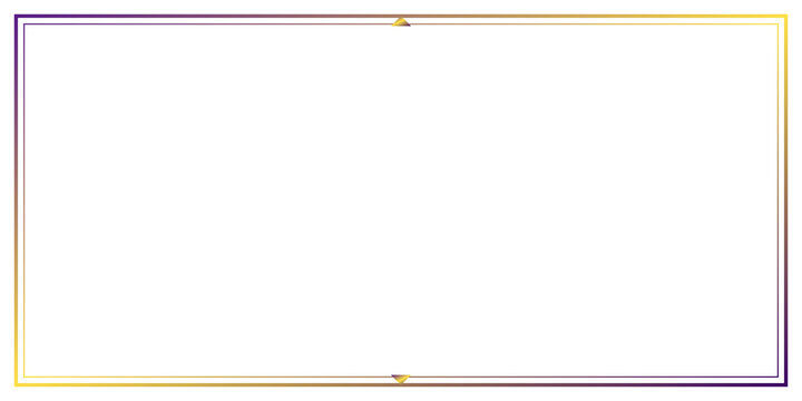 Purple and gold metallic rectangle border frame with central triangle markers.