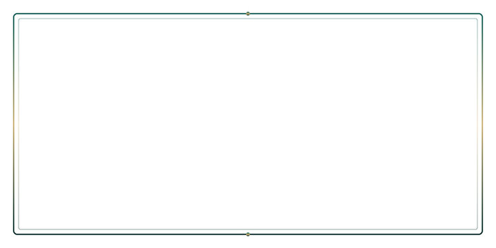 Teal green and gold thin double line border frame with central circle details.