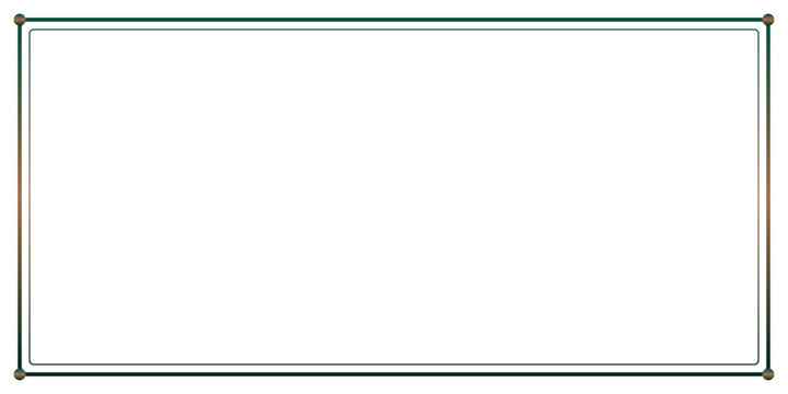 Thin green and gold double line rectangle frame on transparent checkered background.