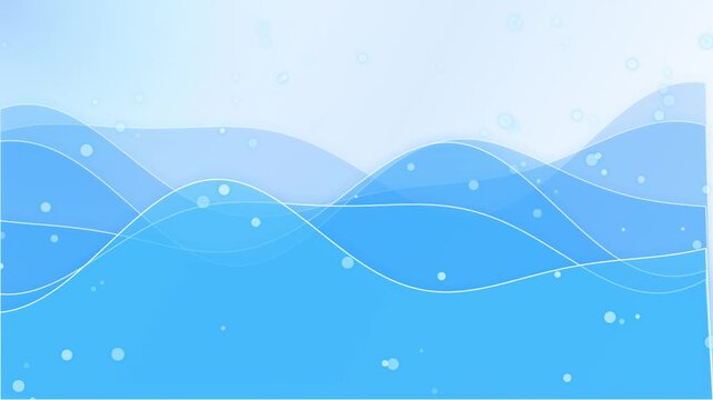 Blue abstract waves gently flowing with small bubbles.