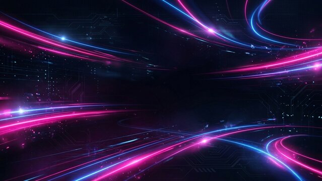 Futuristic neon light trails abstract wallpaper, digital energy concept