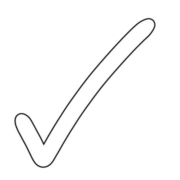 A simple, hand-drawn check mark on a white background. This symbol conveys completion, correctness, and agreement